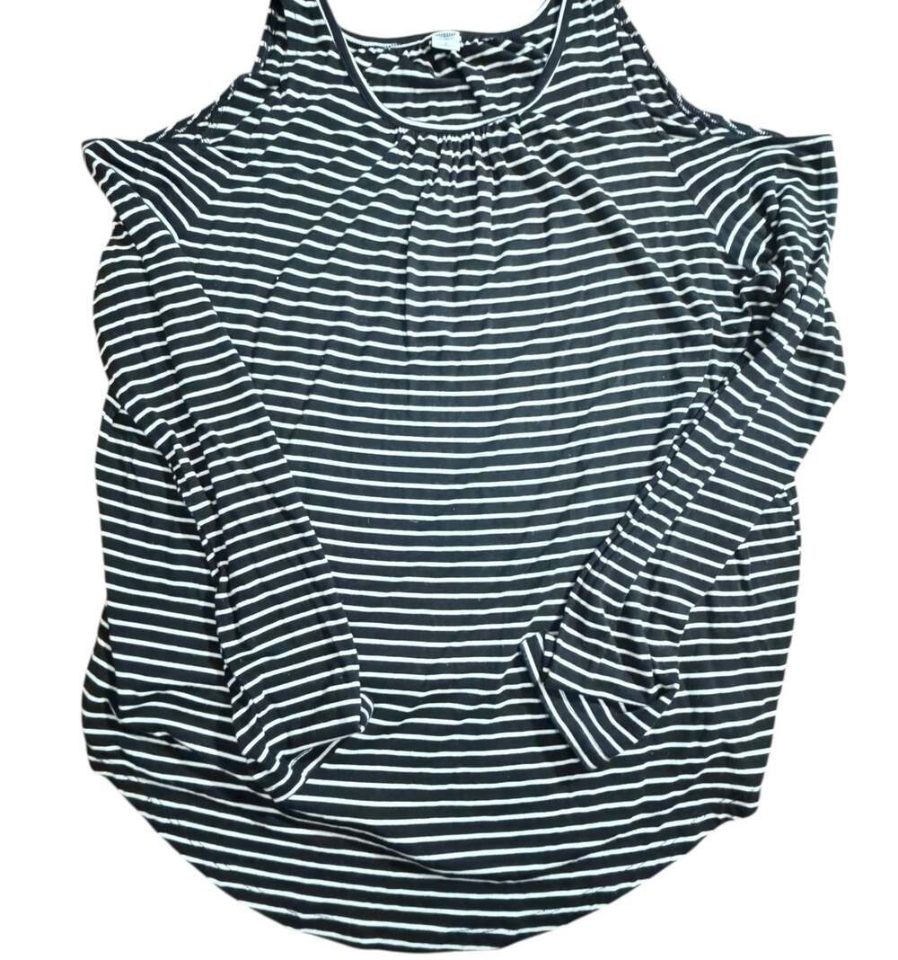 Old Navy Women’s Large Black White Striped Cold Shoulder Long Sleeve Top